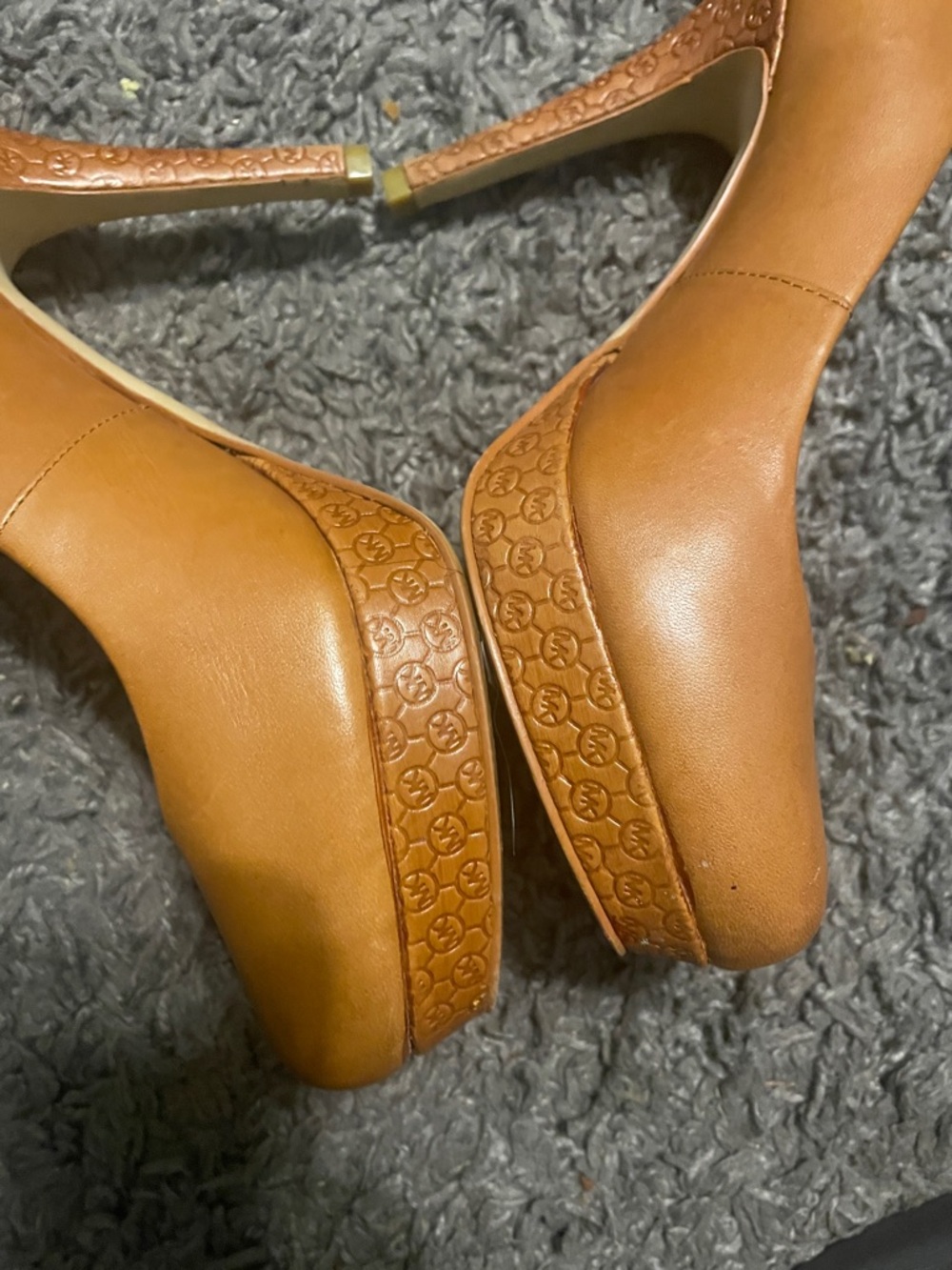 Michael Kors Cognac Leather Round-Toe Pumps - Picture 5 of 9